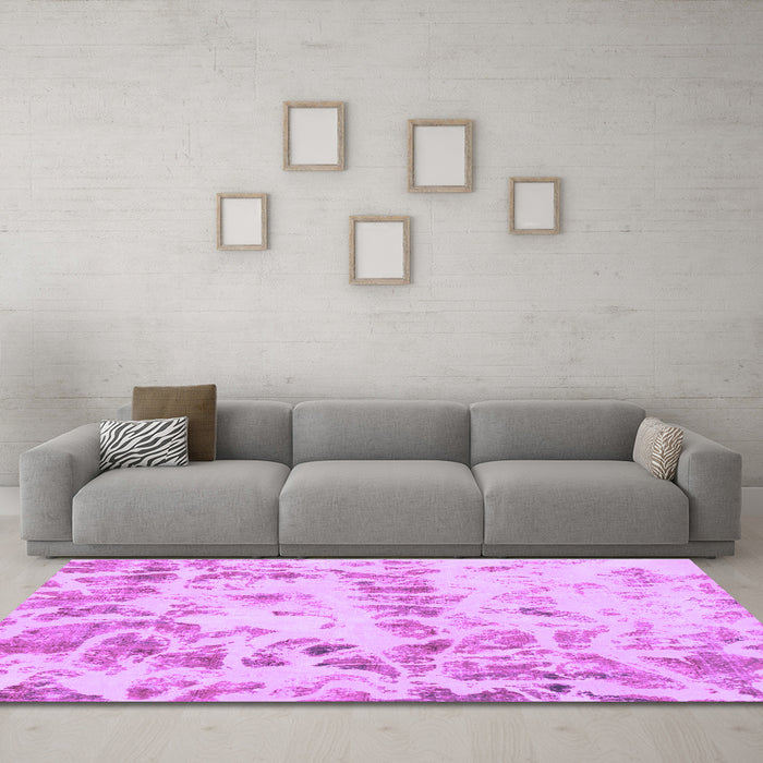 Machine Washable Abstract Purple Modern Area Rugs in a Living Room, wshabs967pur