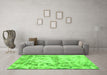 Machine Washable Abstract Green Modern Area Rugs in a Living Room,, wshabs967grn