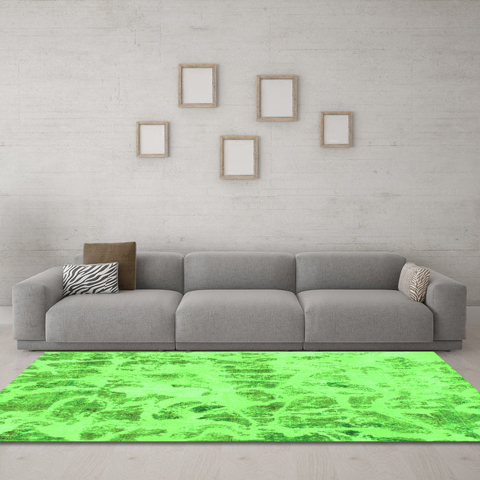 Machine Washable Abstract Green Modern Area Rugs in a Living Room,, wshabs967grn