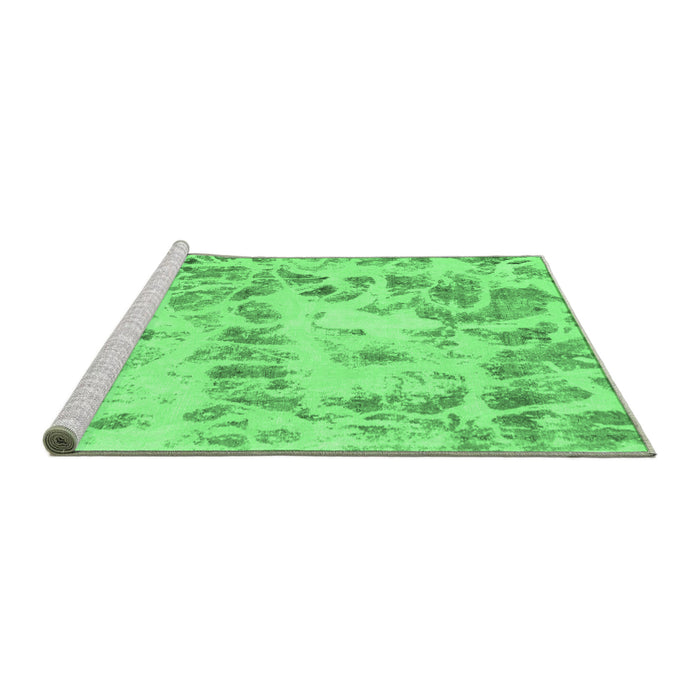 Sideview of Machine Washable Abstract Emerald Green Modern Area Rugs, wshabs967emgrn