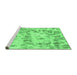 Sideview of Machine Washable Abstract Emerald Green Modern Area Rugs, wshabs967emgrn