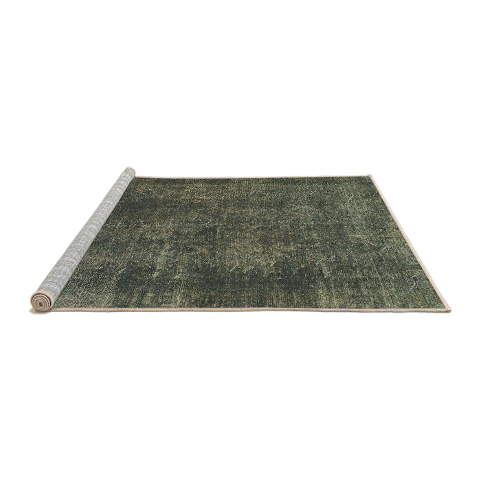 Sideview of Machine Washable Abstract Army Green Rug, wshabs968