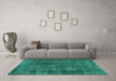 Machine Washable Abstract Turquoise Modern Area Rugs in a Living Room,, wshabs968turq