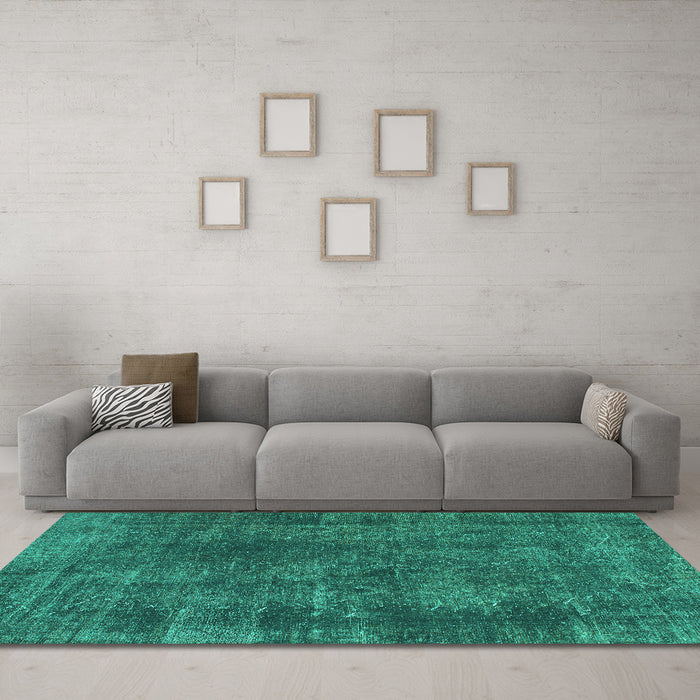 Machine Washable Abstract Turquoise Modern Area Rugs in a Living Room,, wshabs968turq