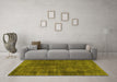 Machine Washable Abstract Yellow Modern Rug in a Living Room, wshabs968yw