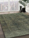 Machine Washable Abstract Army Green Rug in a Family Room, wshabs968