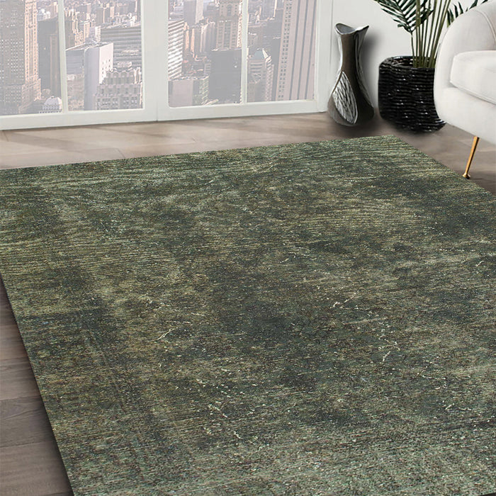 Machine Washable Abstract Army Green Rug in a Family Room, wshabs968