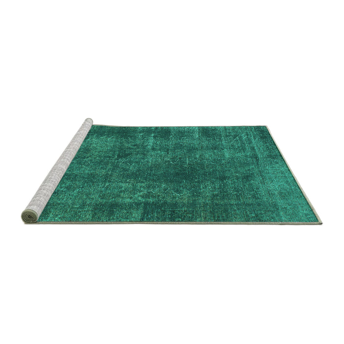 Sideview of Machine Washable Abstract Turquoise Modern Area Rugs, wshabs968turq