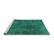 Sideview of Machine Washable Abstract Turquoise Modern Area Rugs, wshabs968turq