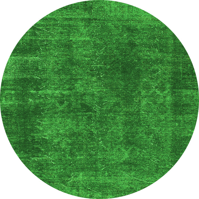 Round Machine Washable Abstract Green Modern Area Rugs, wshabs968grn
