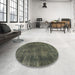 Round Abstract Army Green Modern Rug in a Office, abs968