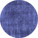 Round Abstract Blue Modern Rug, abs968blu