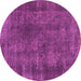 Round Machine Washable Abstract Pink Modern Rug, wshabs968pnk