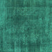 Square Abstract Turquoise Modern Rug, abs968turq