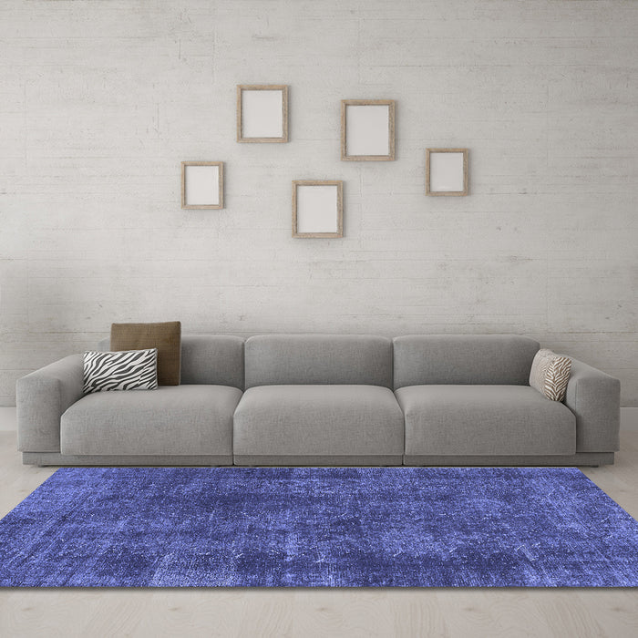 Machine Washable Abstract Blue Modern Rug in a Living Room, wshabs968blu