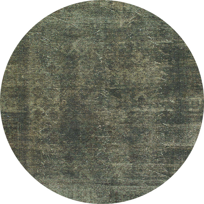 Round Machine Washable Abstract Army Green Rug, wshabs968