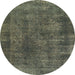 Round Abstract Army Green Modern Rug, abs968