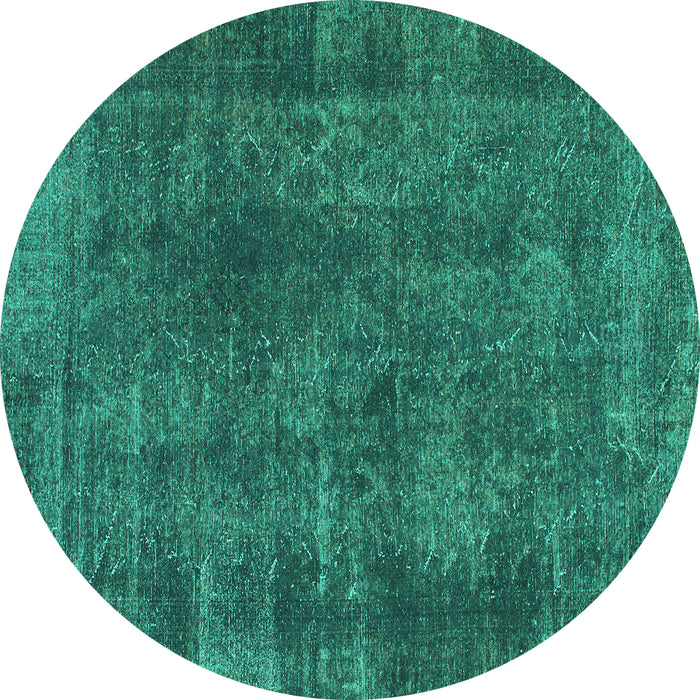 Round Machine Washable Abstract Turquoise Modern Area Rugs, wshabs968turq