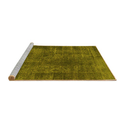 Sideview of Machine Washable Abstract Yellow Modern Rug, wshabs968yw