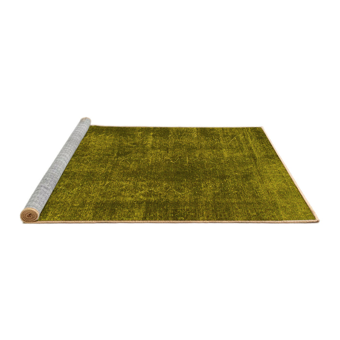 Sideview of Machine Washable Abstract Yellow Modern Rug, wshabs968yw