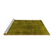 Sideview of Machine Washable Abstract Yellow Modern Rug, wshabs968yw