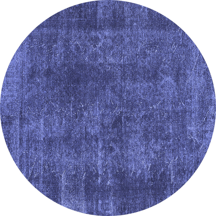 Round Machine Washable Abstract Blue Modern Rug, wshabs968blu