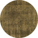 Round Abstract Brown Modern Rug, abs968brn