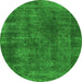 Round Abstract Green Modern Rug, abs968grn