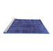 Sideview of Machine Washable Abstract Blue Modern Rug, wshabs968blu