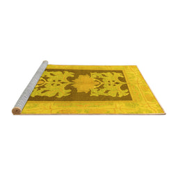 Sideview of Machine Washable Abstract Yellow Modern Rug, wshabs969yw