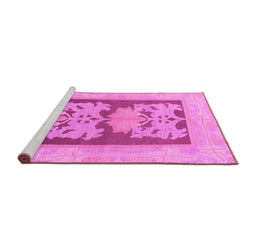 Sideview of Machine Washable Abstract Pink Modern Rug, wshabs969pnk