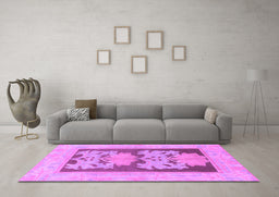 Machine Washable Abstract Purple Modern Area Rugs in a Living Room, wshabs969pur