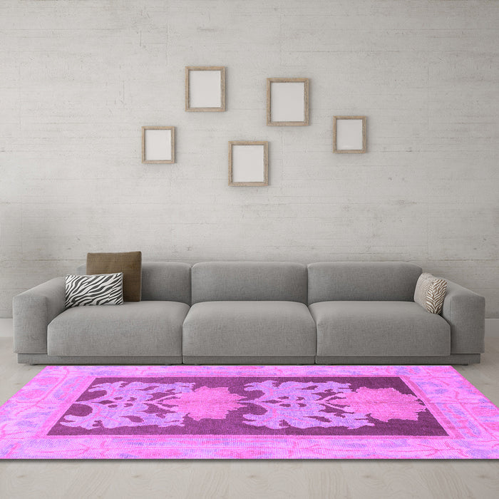 Machine Washable Abstract Purple Modern Area Rugs in a Living Room, wshabs969pur