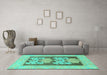 Machine Washable Abstract Turquoise Modern Area Rugs in a Living Room,, wshabs969turq