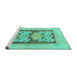 Sideview of Machine Washable Abstract Turquoise Modern Area Rugs, wshabs969turq