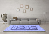 Machine Washable Abstract Blue Modern Rug, wshabs969blu