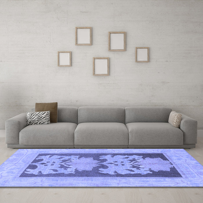 Machine Washable Abstract Blue Modern Rug in a Living Room, wshabs969blu