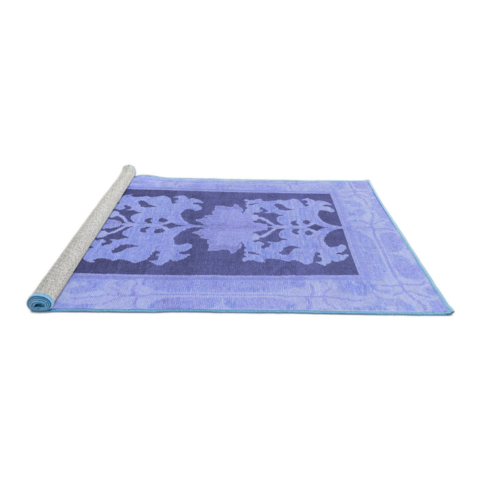 Sideview of Machine Washable Abstract Blue Modern Rug, wshabs969blu