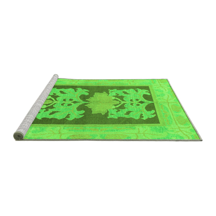 Sideview of Machine Washable Abstract Green Modern Area Rugs, wshabs969grn