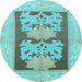 Round Abstract Light Blue Modern Rug, abs969lblu