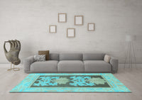 Machine Washable Abstract Light Blue Modern Rug, wshabs969lblu