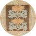 Round Machine Washable Abstract Bronze Brown Rug, wshabs969