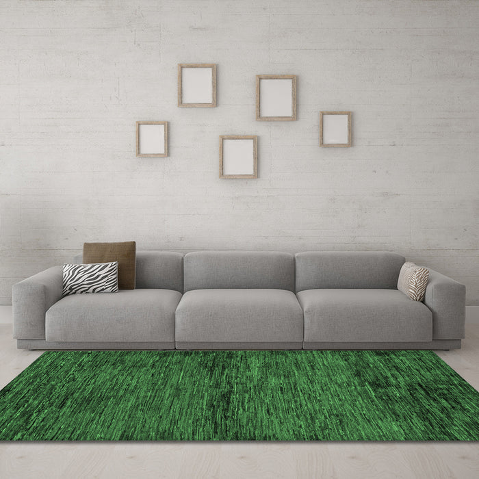 Machine Washable Abstract Emerald Green Modern Area Rugs in a Living Room,, wshabs96emgrn