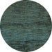 Round Abstract Light Blue Modern Rug, abs96lblu