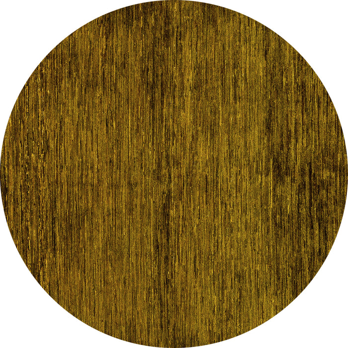 Round Machine Washable Abstract Yellow Modern Rug, wshabs96yw