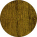 Round Machine Washable Abstract Yellow Modern Rug, wshabs96yw