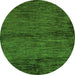 Round Machine Washable Abstract Green Modern Area Rugs, wshabs96grn