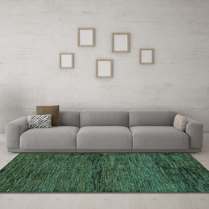 Machine Washable Abstract Turquoise Modern Area Rugs in a Living Room,, wshabs96turq