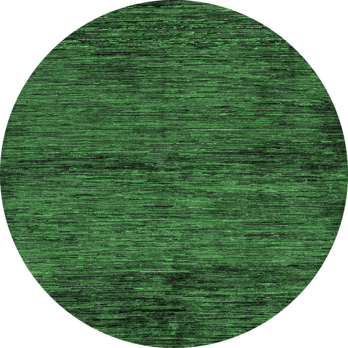 Round Machine Washable Abstract Emerald Green Modern Area Rugs, wshabs96emgrn