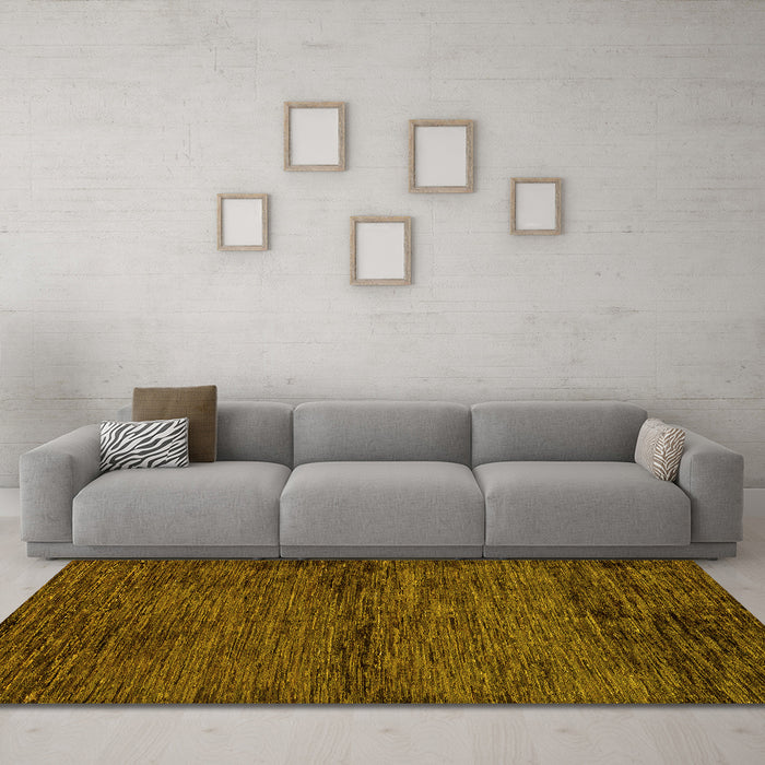 Machine Washable Abstract Yellow Modern Rug in a Living Room, wshabs96yw